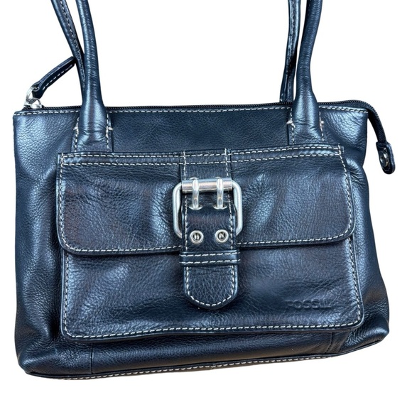 EUC Fossil Black Leather Shoulder Bag - Picture 2 of 16